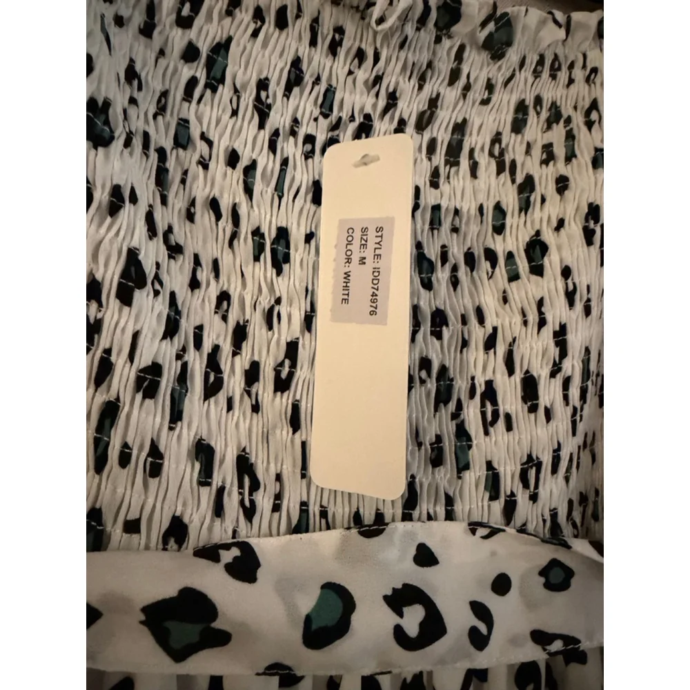 Ina Cheetah Print High-Low Dress - Green & Black - Smocked Waist - Size Medium - - Picture 9 of 11